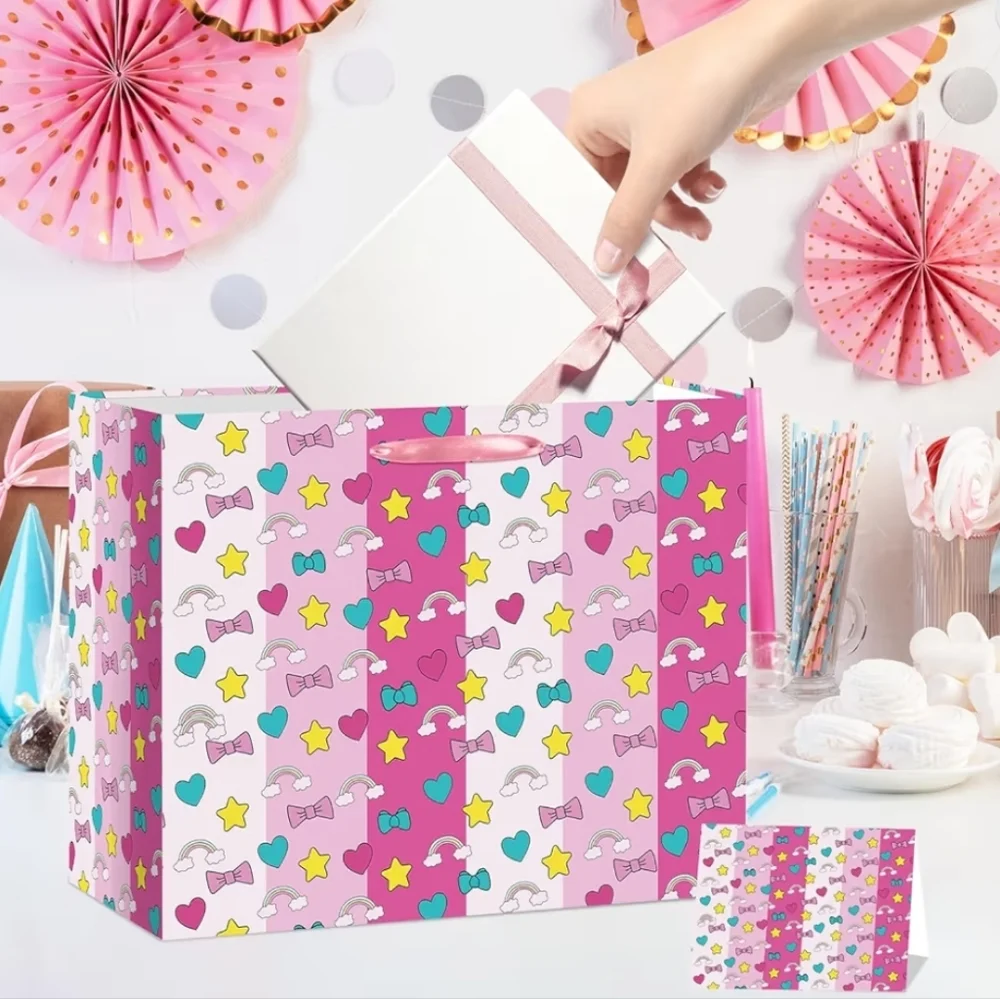 Kawaii Birthday Paper Gift Bag Bundle (12) Tissue Paper & Card Included